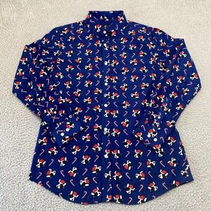 Simon Banks Shirt Mens Medium 15.5 Blue Button Up‎ Long Sleeve Christmas Dogs